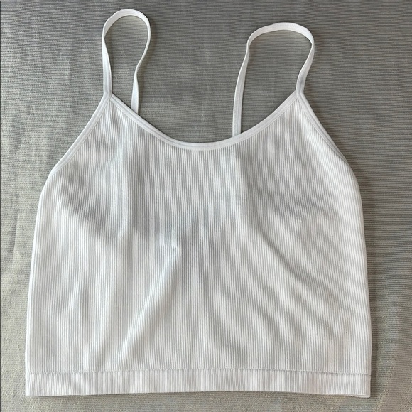 Streetwear Society Ribbed Crop White Cami Tank Top Adjustable Spaghetti Straps M - Picture 8 of 8